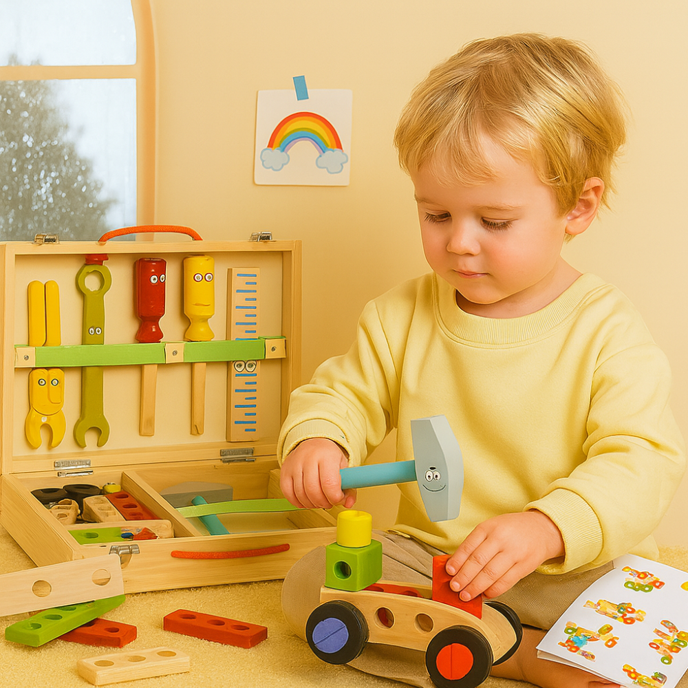 Wooden Tool Set Kids Montessori Building Toy