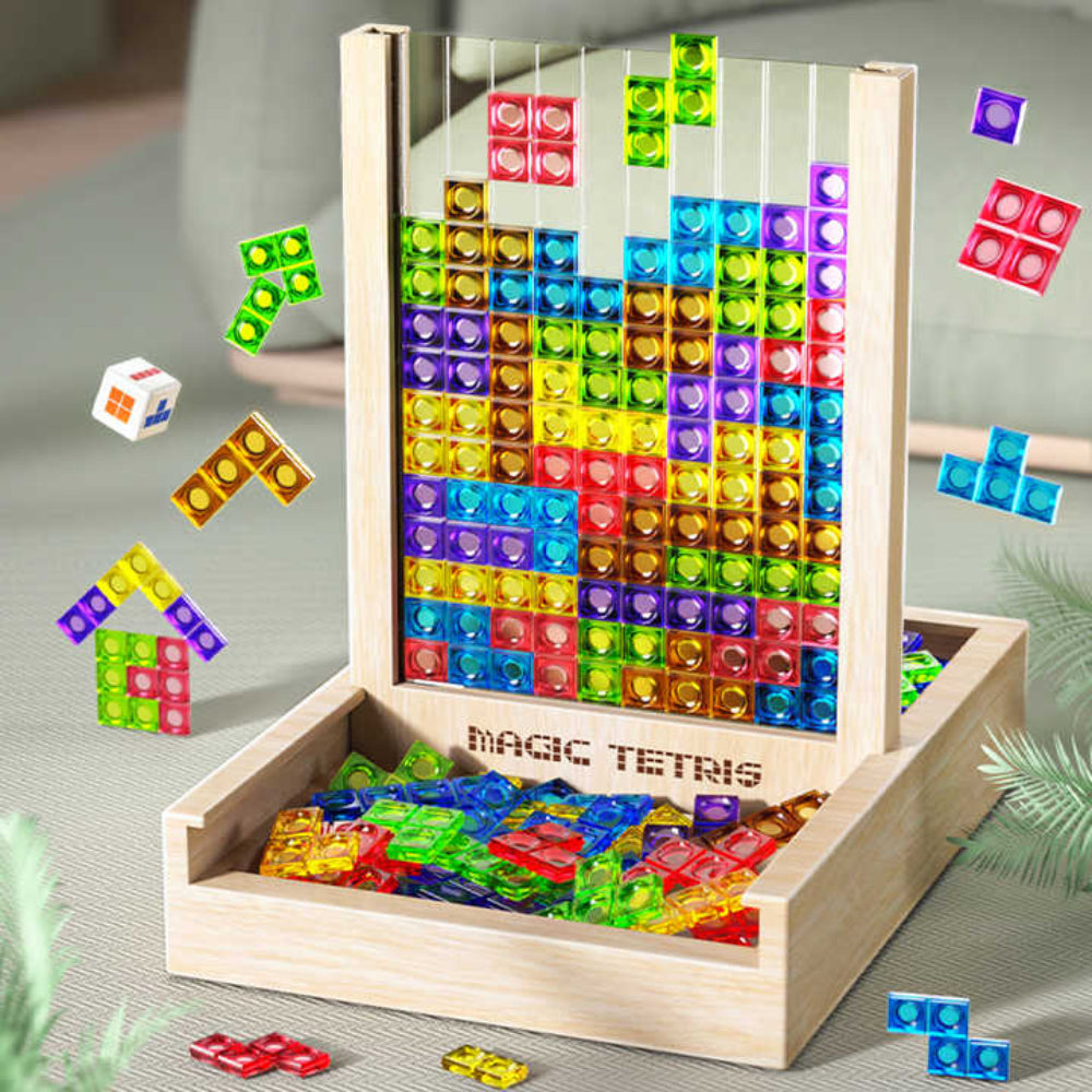 Ecoblock Tetris Board – Wooden Puzzle Game for Kids and Adults – Sustainable Brain Training Fun - Image 1