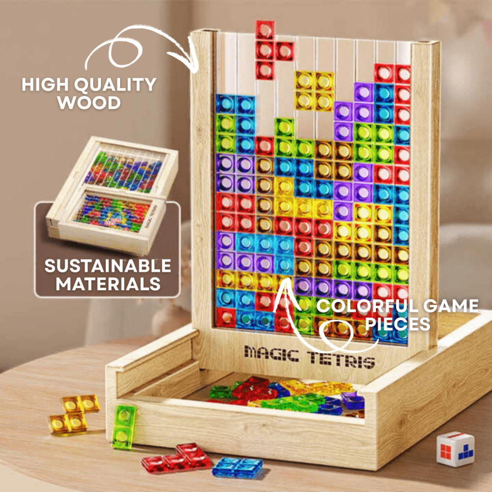 Ecoblock Tetris Board – Wooden Puzzle Game for Kids and Adults – Sustainable Brain Training Fun - Image 2