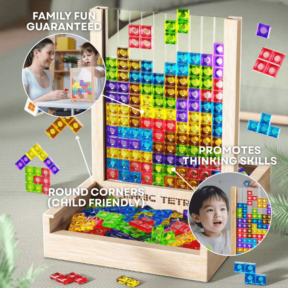 Ecoblock Tetris Board – Wooden Puzzle Game for Kids and Adults – Sustainable Brain Training Fun - Image 3