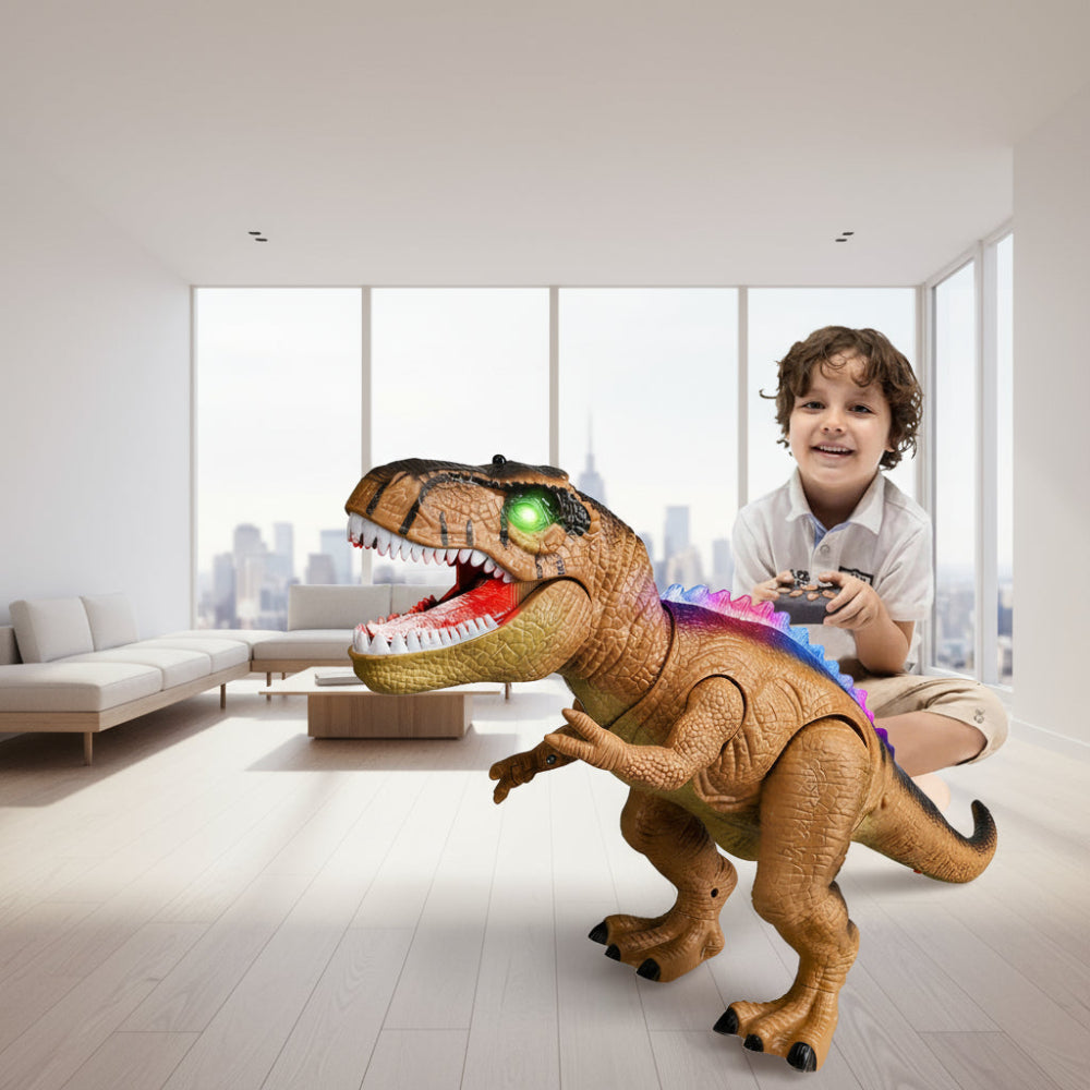 Kids RC Dinosaur Toy Remote Control Dinosaur T-Rex With LED Light Up, Walking & Roaring Realistic Dinosaur Toys - Image 2