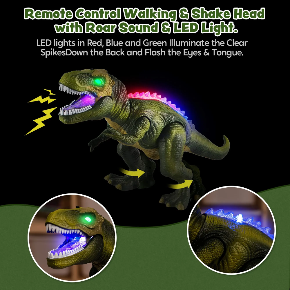 Kids RC Dinosaur Toy Remote Control Dinosaur T-Rex With LED Light Up, Walking & Roaring Realistic Dinosaur Toys - Image 5