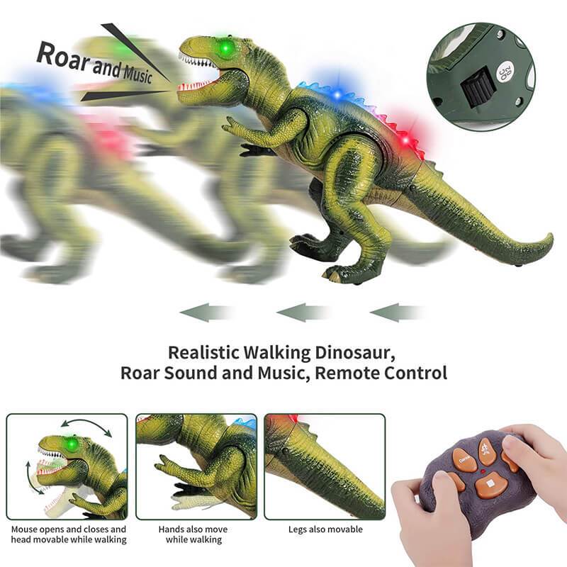 Kids RC Dinosaur Toy Remote Control Dinosaur T-Rex With LED Light Up, Walking & Roaring Realistic Dinosaur Toys - Image 9