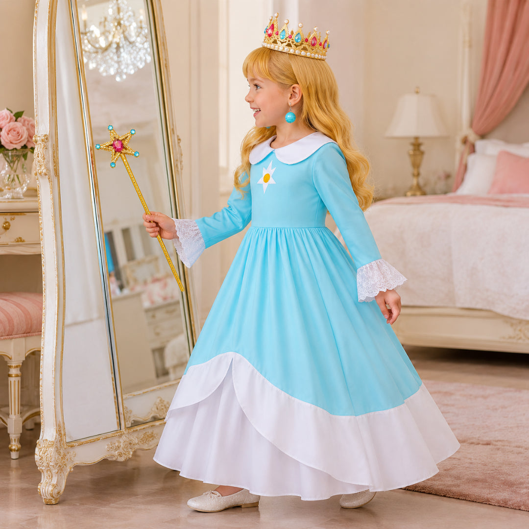 Halloween Costume Girls Princess Dress Crown Wand