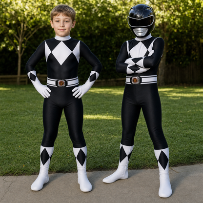 Kids Hero Costume Jumpsuit Mask Set Outfit