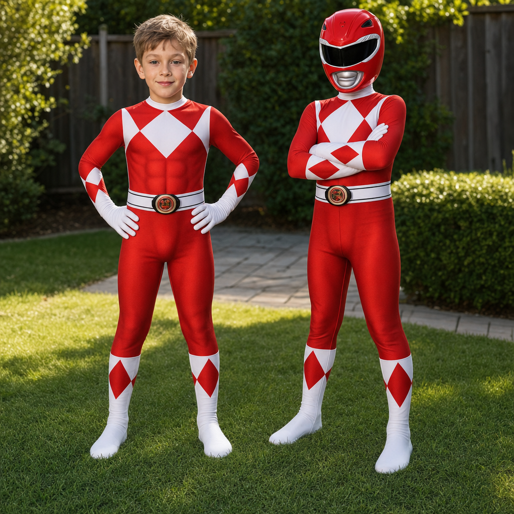 Kids Hero Costume Jumpsuit Mask Set Outfit