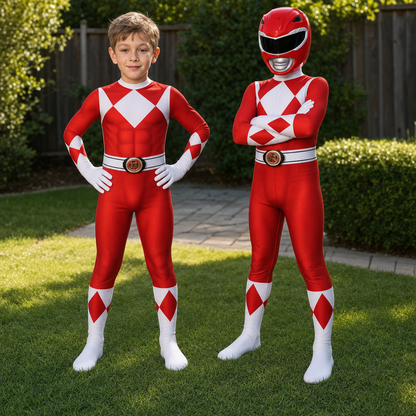 Kids Hero Costume Jumpsuit Mask Set Outfit