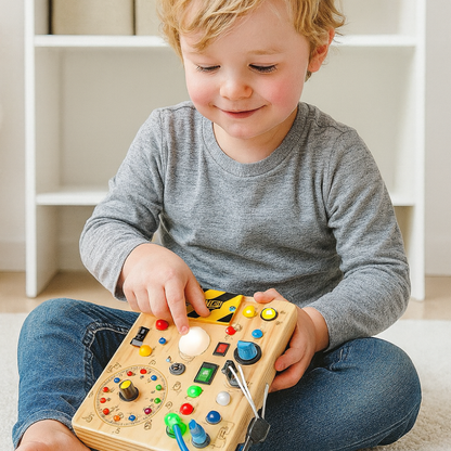 Busy Board Montessori Wooden Toddler LED Sensory Toy
