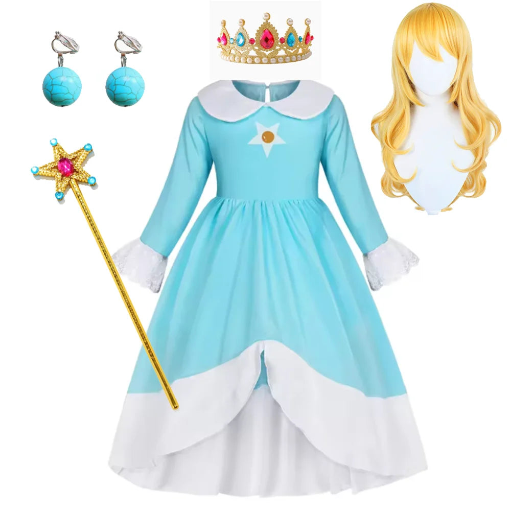 Halloween-Kostüme Prinzessin Set Kleid Krone Accessoires