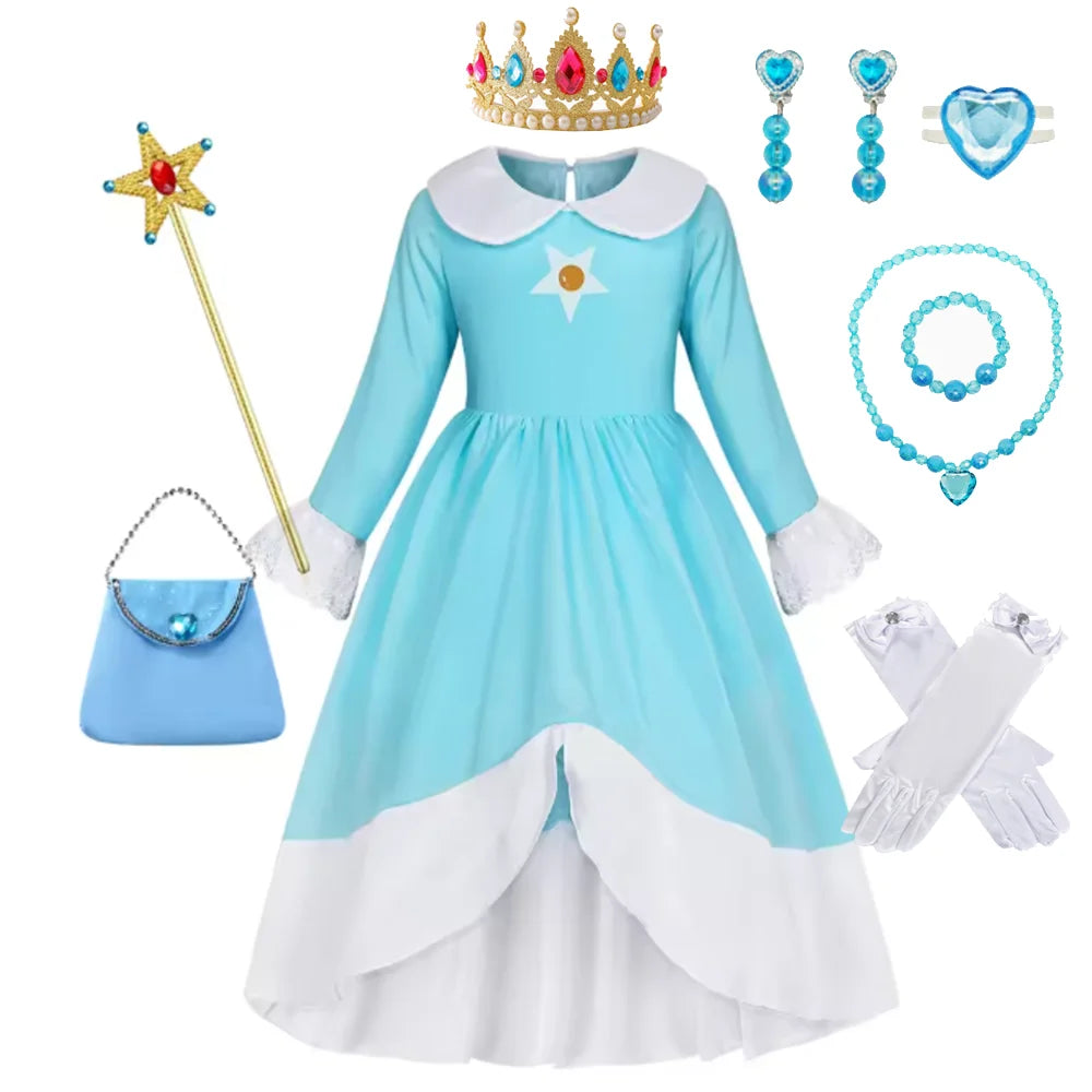 Halloween-Kostüme Prinzessin Set Kleid Krone Accessoires