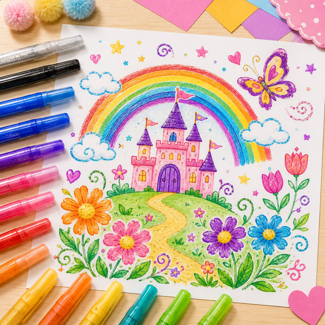 Art Supplies Glitter Markers Coloring Craft Pen Set