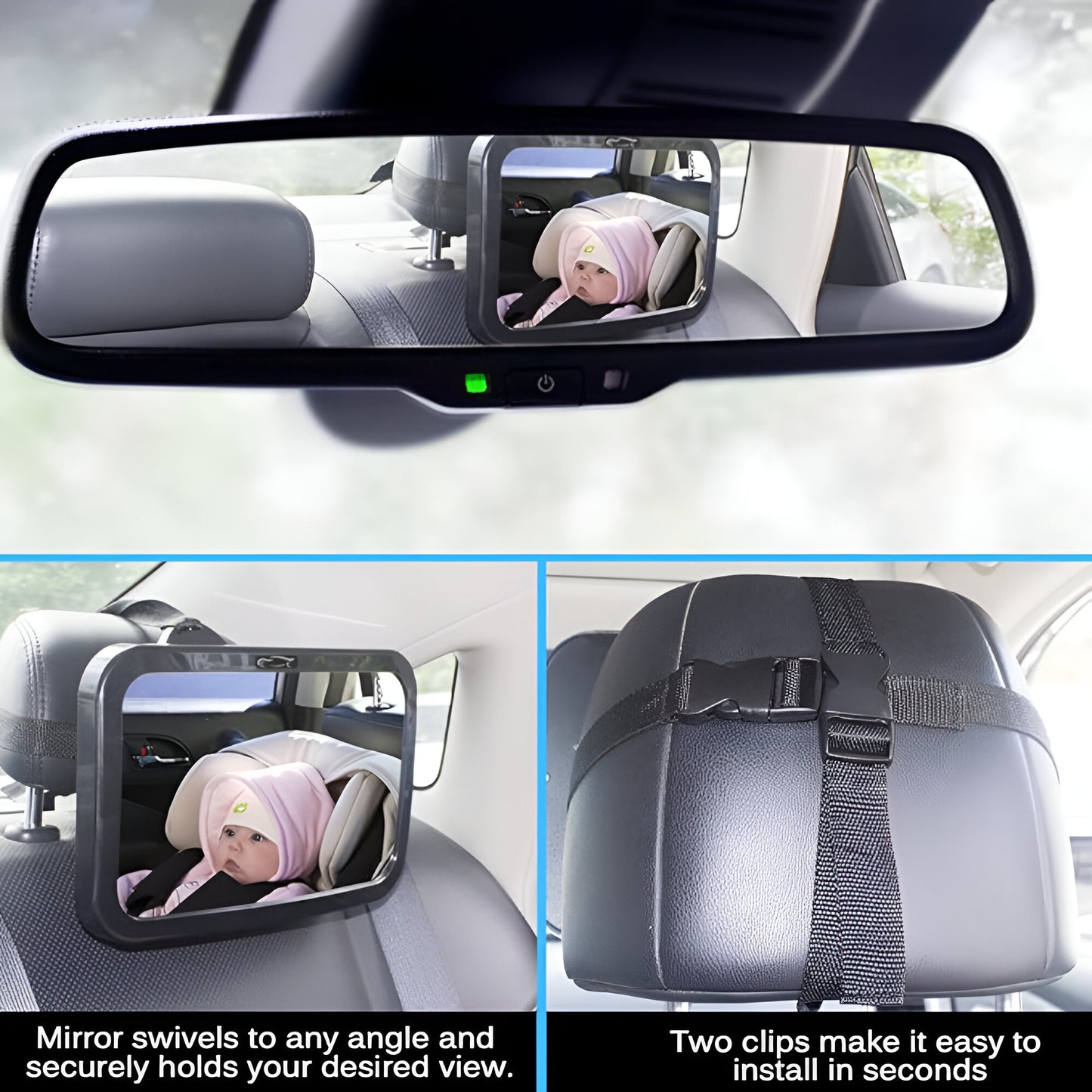 Baby Car Mirror Rear View Seat Mounted Child View