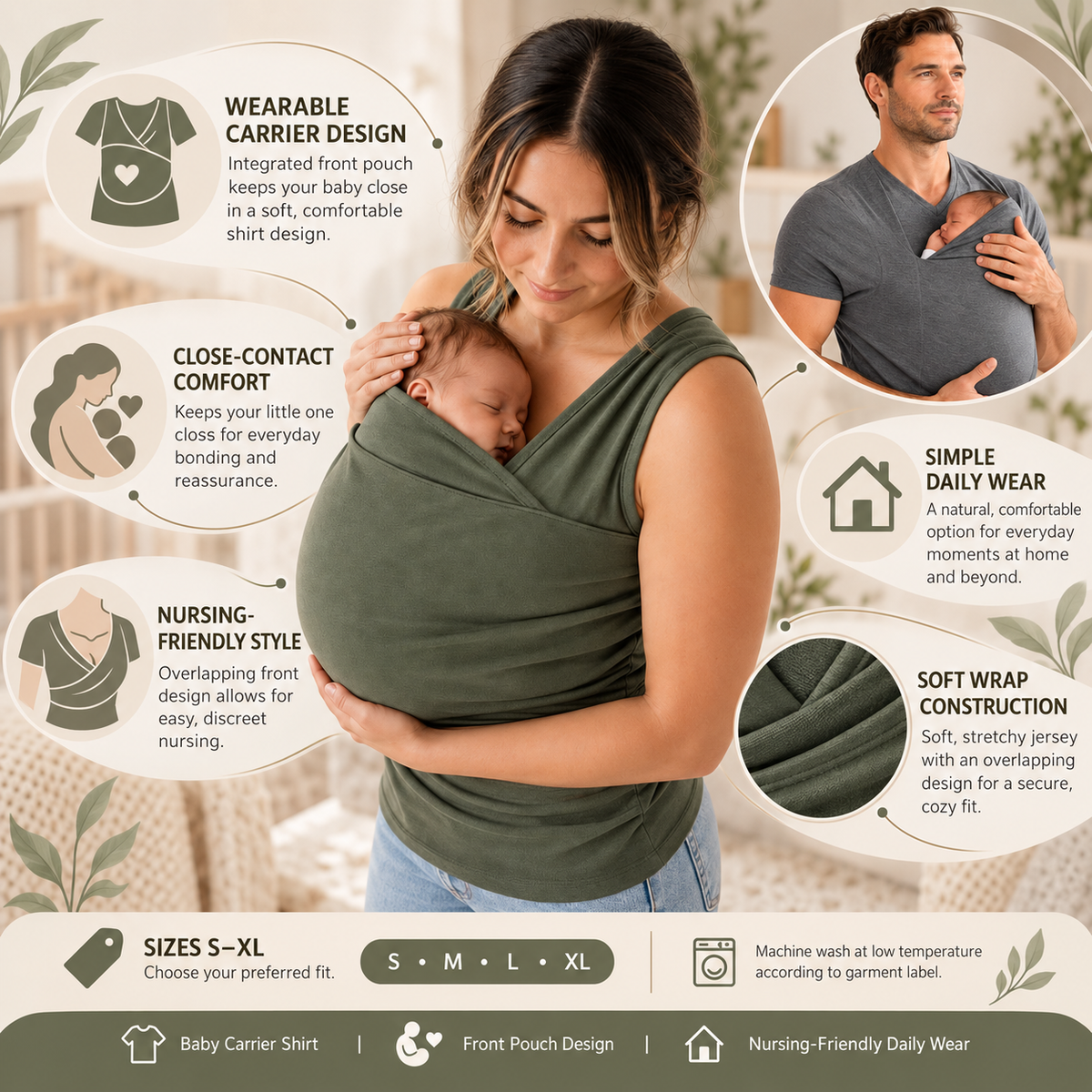 Baby Carrier Shirt Newborn Nursing Wrap Top