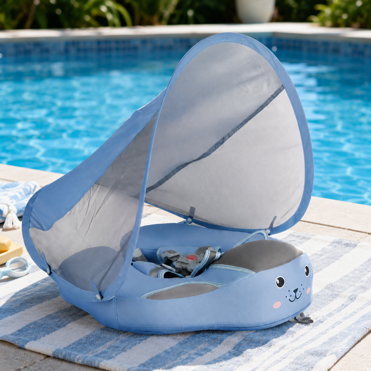 Baby Pool Float Canopy Infant Swim Seat Water Support