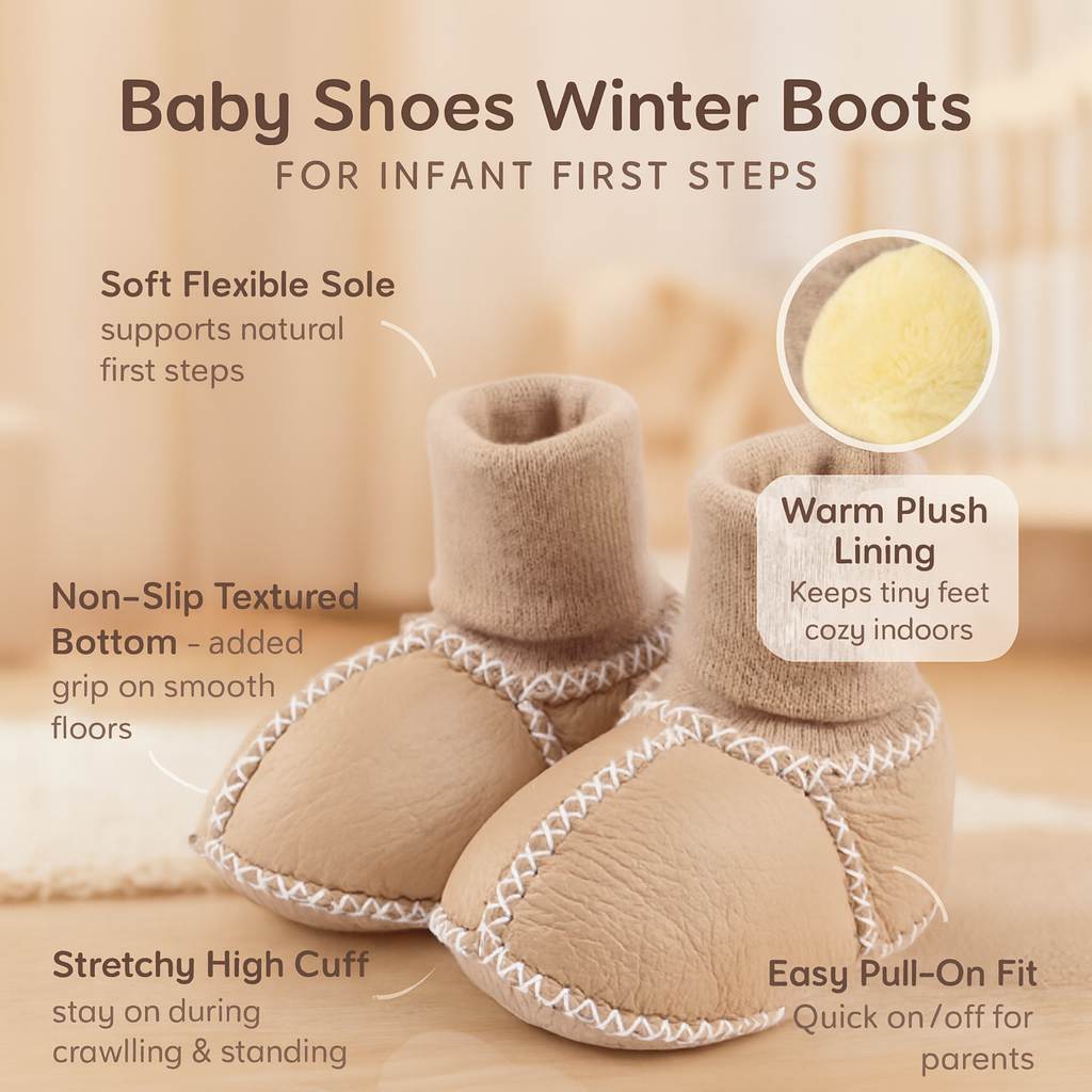Baby Shoes Winter Boots Infant Crib Booties Soft Sole Footwear
