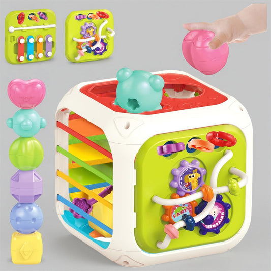 Baby Toy Montessori Activity Cube Sensory Shape Sorting