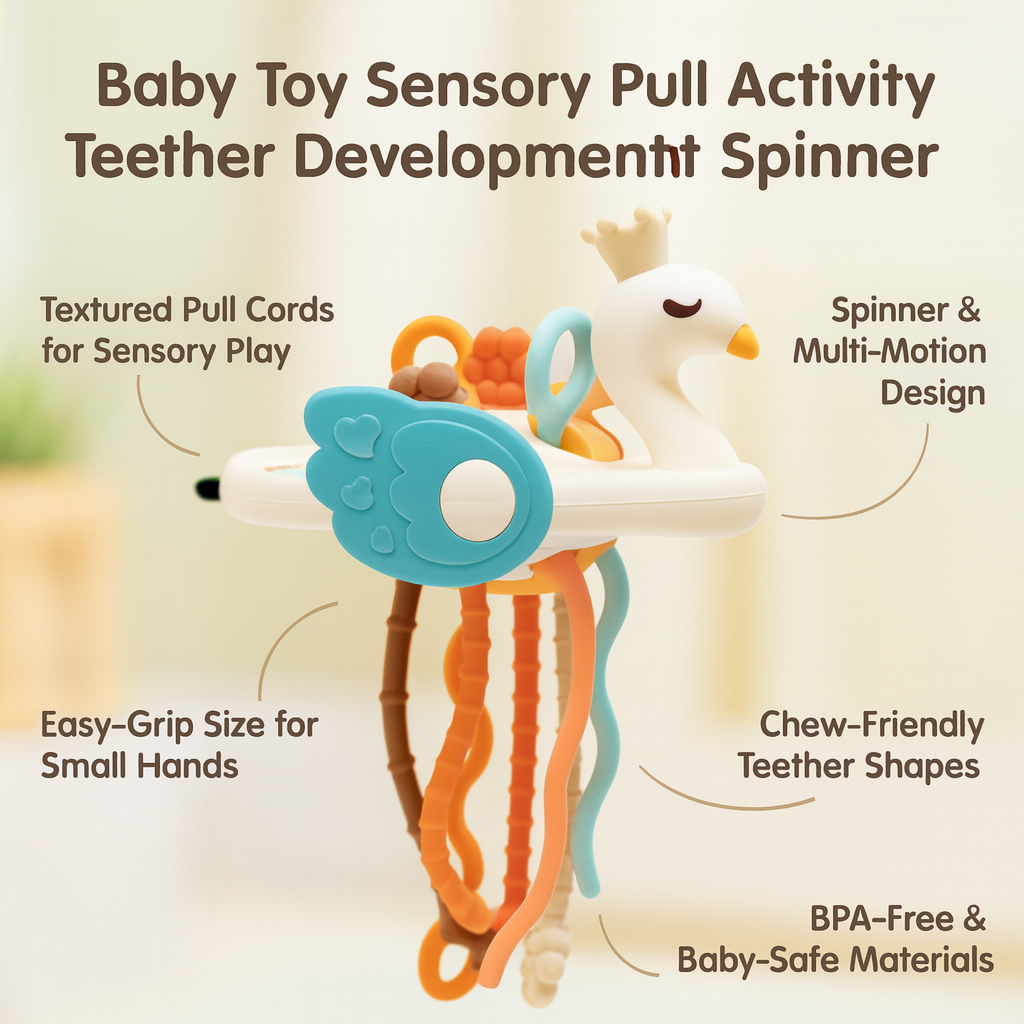 Baby Toy Sensory Pull Activity Teether Development Spinner