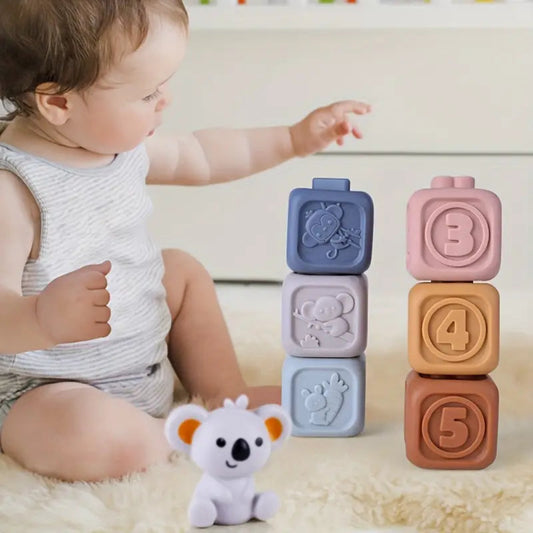 Baby Teether Toy Silicone Stacking Tower Cubes 1
