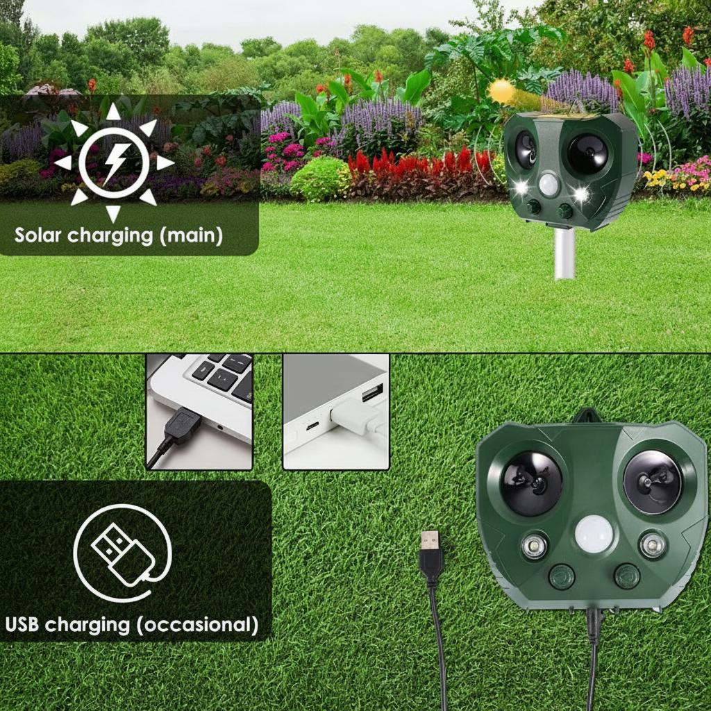 Bird Repeller Deterrent Solar Ultrasonic Outdoor Garden