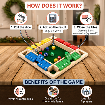 Board Game Wooden Shut the Box Dice Game Family Night