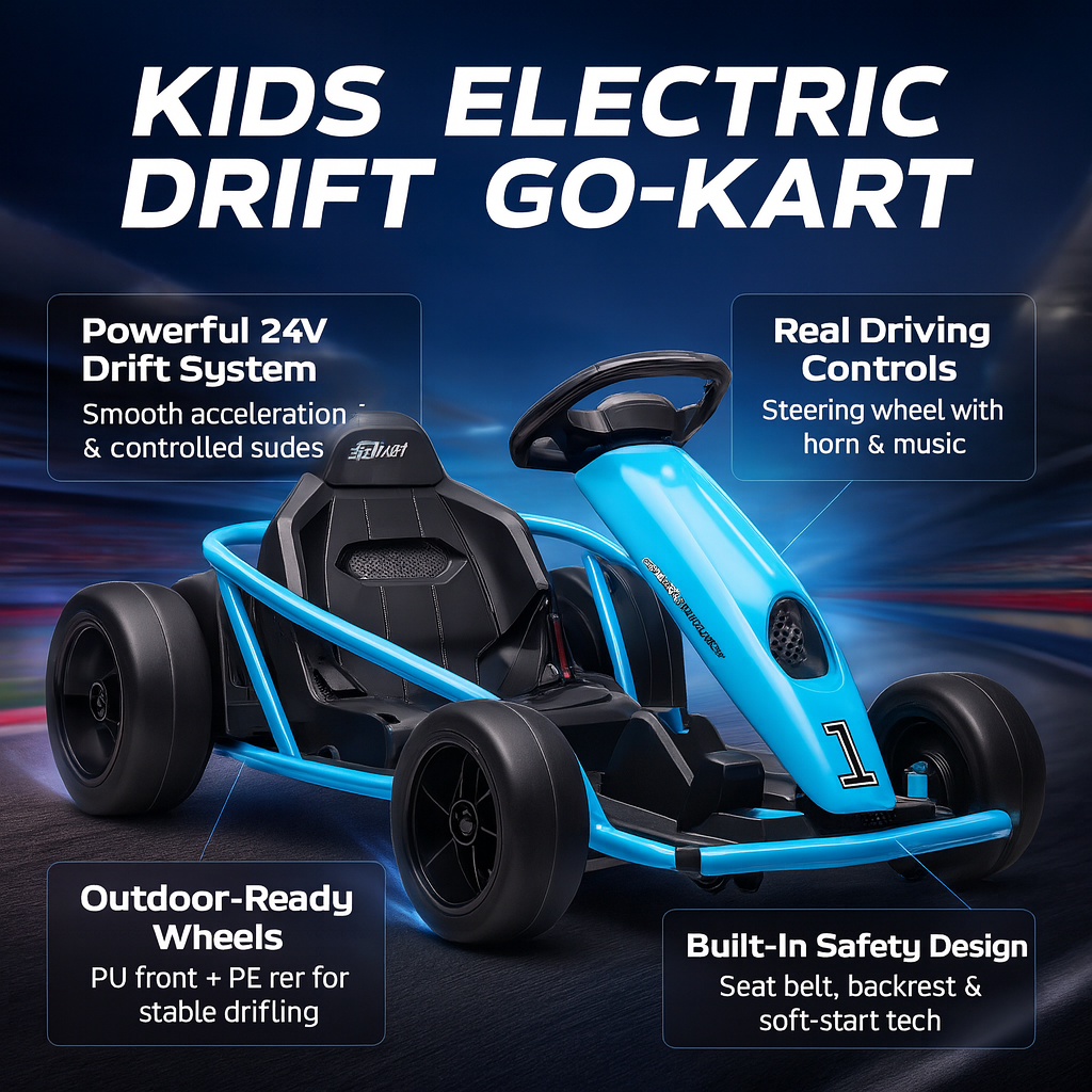 Car Electric Drift Go Kart Metal Frame Kids Ride On Racer