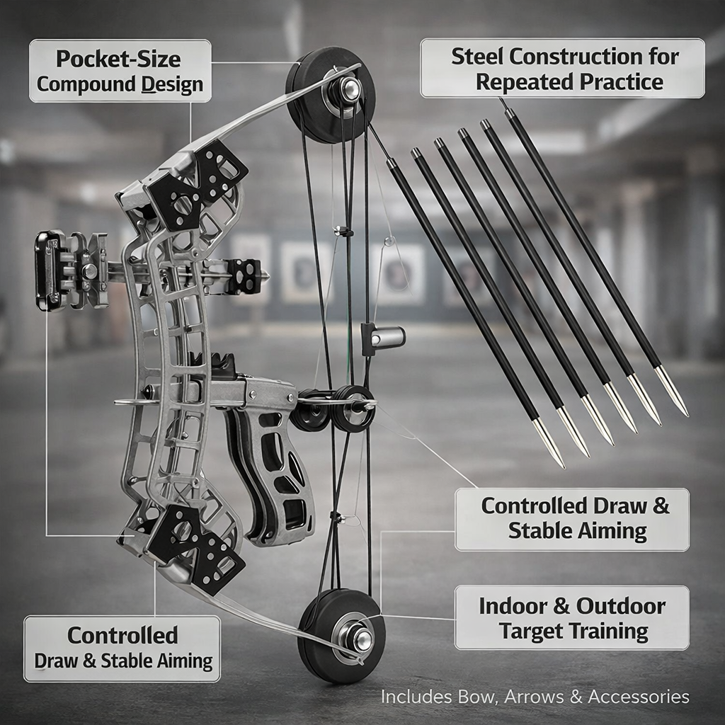 Compound Bow Archery Pocket Steel Shooting Set