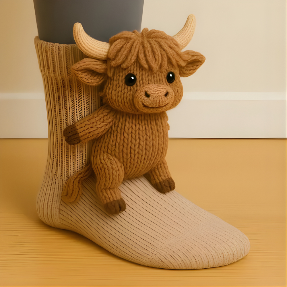 Cozy Unisex Winter Grip Socks with 3D Animal Motif Non-Slip Design 3