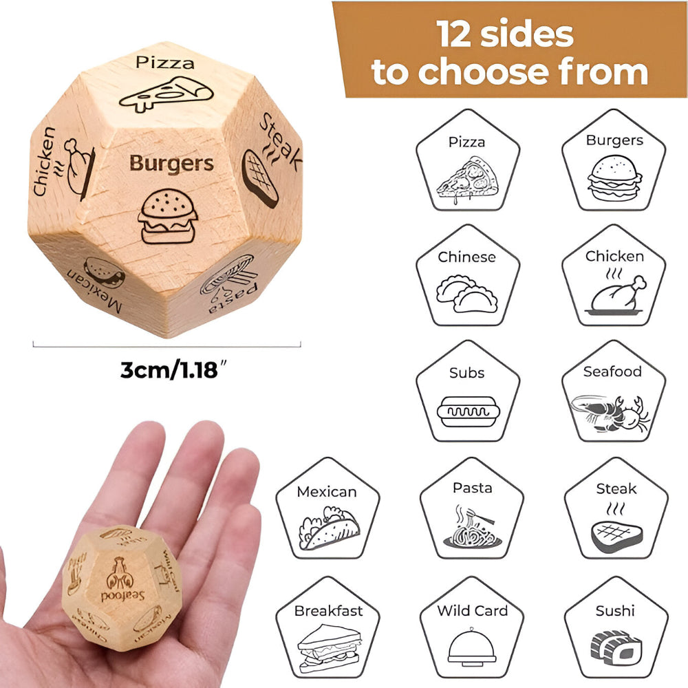 Dice Game Wooden Food Choice Decision Cube