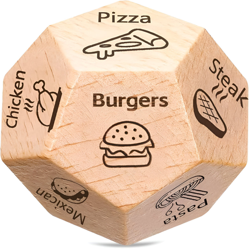 Dice Game Wooden Food Choice Decision Cube
