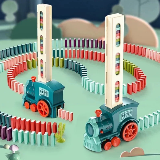 Domino Train Toy Kids Automatic Placement Building Track Set Game