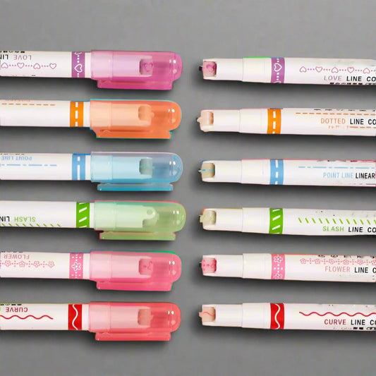 Dual Tip Highlighters Wavy Line Marker Set