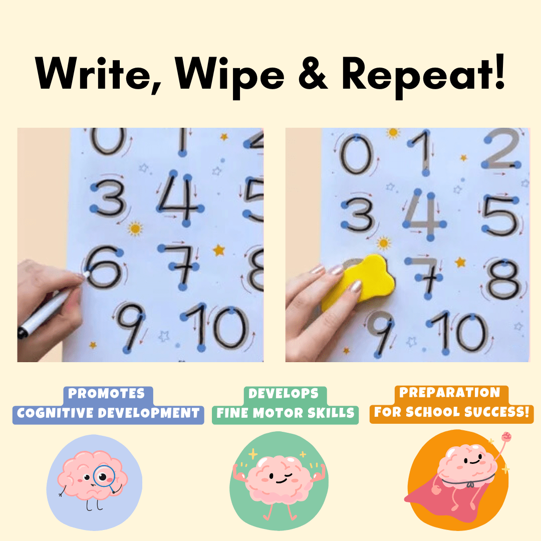 Erasable Tracing Book for Kids Montessori Learning Numbers Letters Shapes 2
