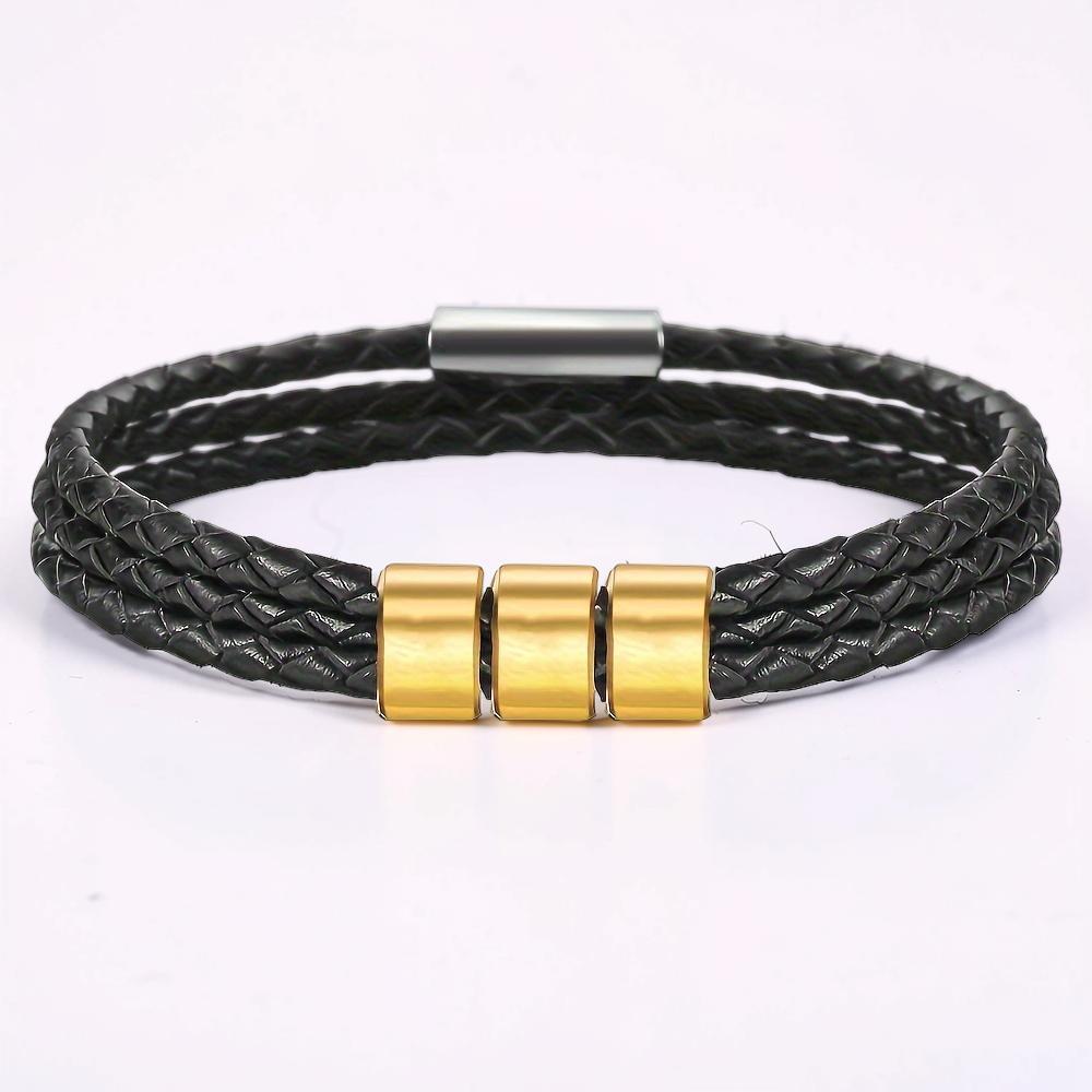 Father's Day Bracelet Personalized Name Engraved Magnetic Clasp
