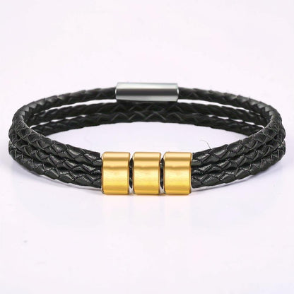Father's Day Bracelet Personalized Name Engraved Magnetic Clasp