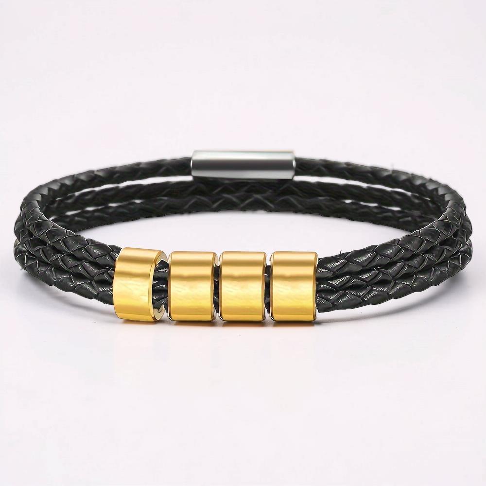 Father's Day Bracelet Personalized Name Engraved Magnetic Clasp