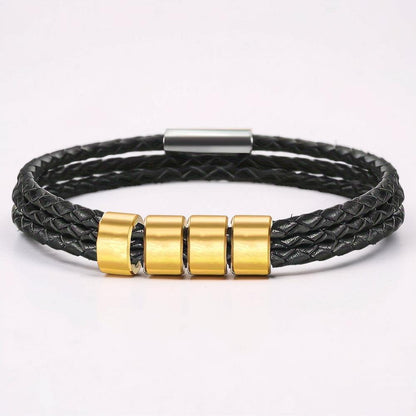 Father's Day Bracelet Personalized Name Engraved Magnetic Clasp