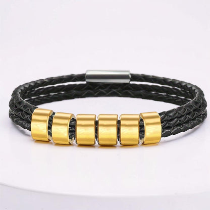 Father's Day Bracelet Personalized Name Engraved Magnetic Clasp