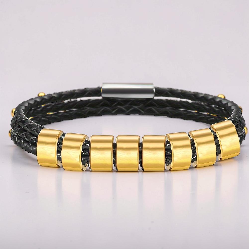Father's Day Bracelet Personalized Name Engraved Magnetic Clasp