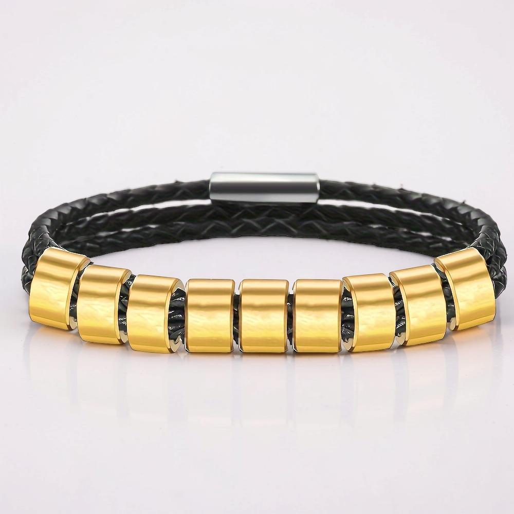 Father's Day Bracelet Personalized Name Engraved Magnetic Clasp