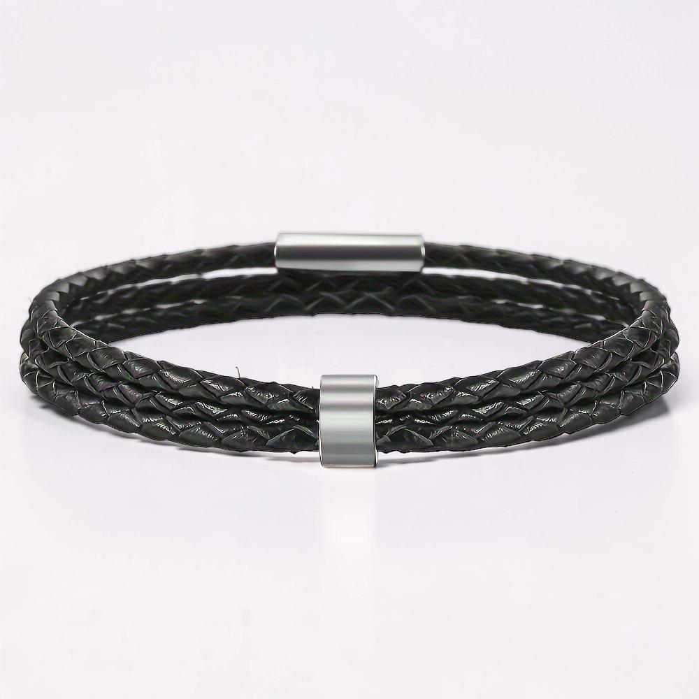 Father's Day Bracelet Personalized Name Engraved Magnetic Clasp