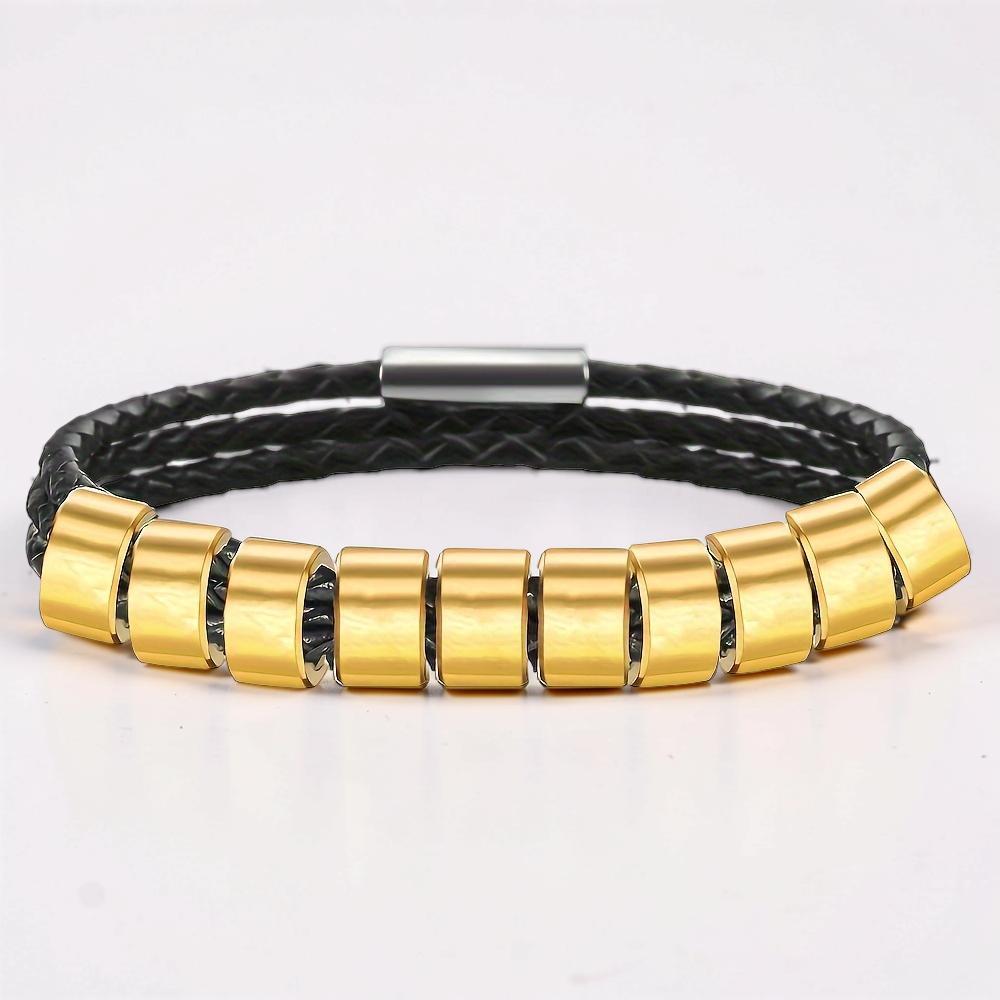 Father's Day Bracelet Personalized Name Engraved Magnetic Clasp