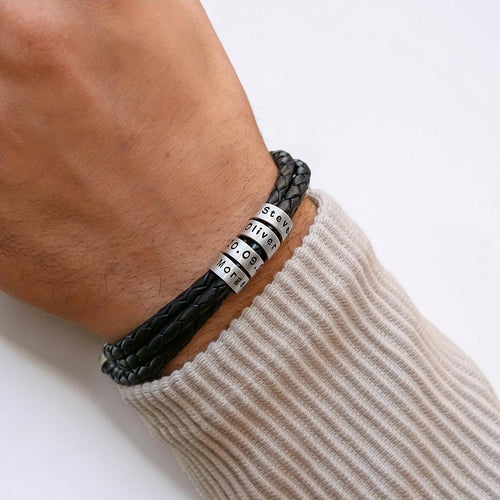 Father's Day Bracelet Personalized Name Engraved Magnetic Clasp