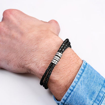Father's Day Bracelet Personalized Name Engraved Magnetic Clasp