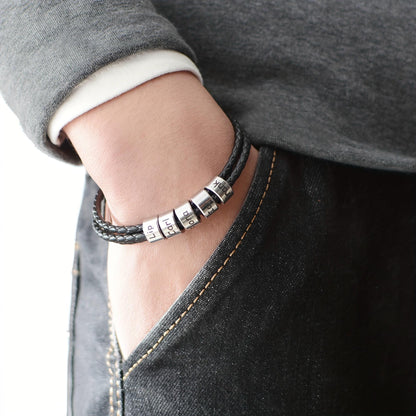 Father's Day Bracelet Personalized Name Engraved Magnetic Clasp