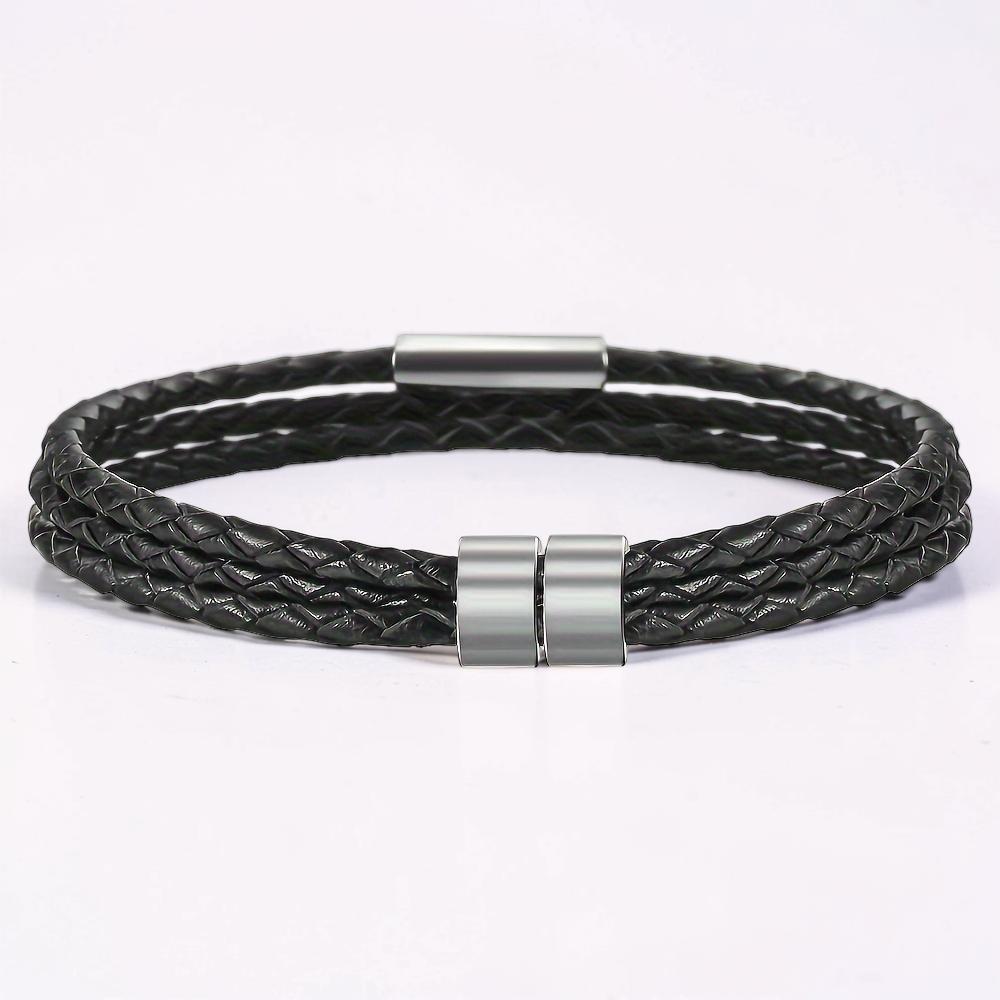 Father's Day Bracelet Personalized Name Engraved Magnetic Clasp