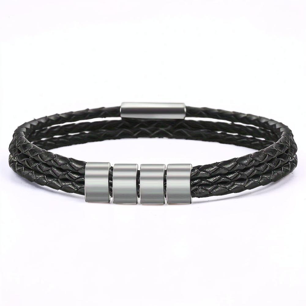 Father's Day Bracelet Personalized Name Engraved Magnetic Clasp