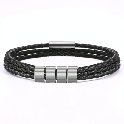 Father's Day Bracelet Personalized Name Engraved Magnetic Clasp