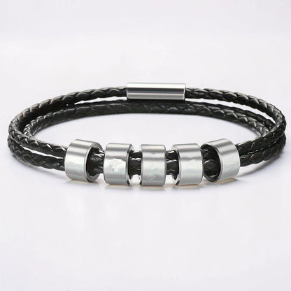 Father's Day Bracelet Personalized Name Engraved Magnetic Clasp