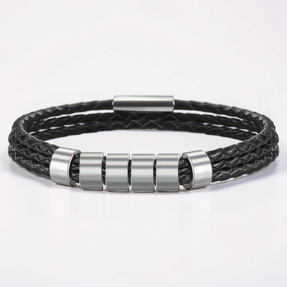 Father's Day Bracelet Personalized Name Engraved Magnetic Clasp