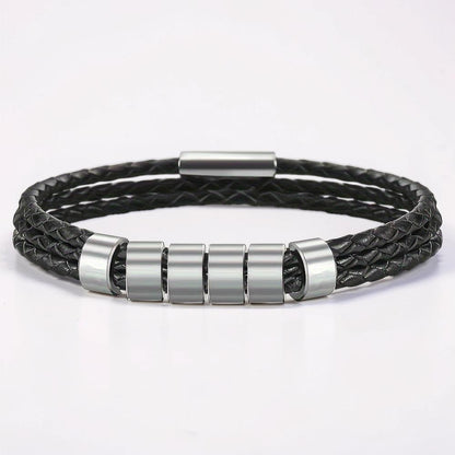 Father's Day Bracelet Personalized Name Engraved Magnetic Clasp